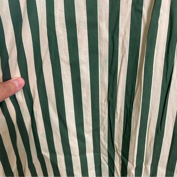 Simon Miller Loch Poplin Maxi Button Down Dress Striped Green Cut Out Large - Picture 11 of 15